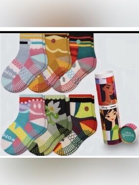 6 ct Disney Kids Bombas  Princess Premium Gripper Socks Toddler Sizes 5-8.5